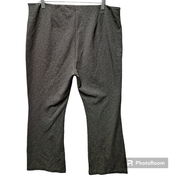 H&M women's black with metallic gold sparkle pull on flare bottom pants size XL - Picture 3 of 3